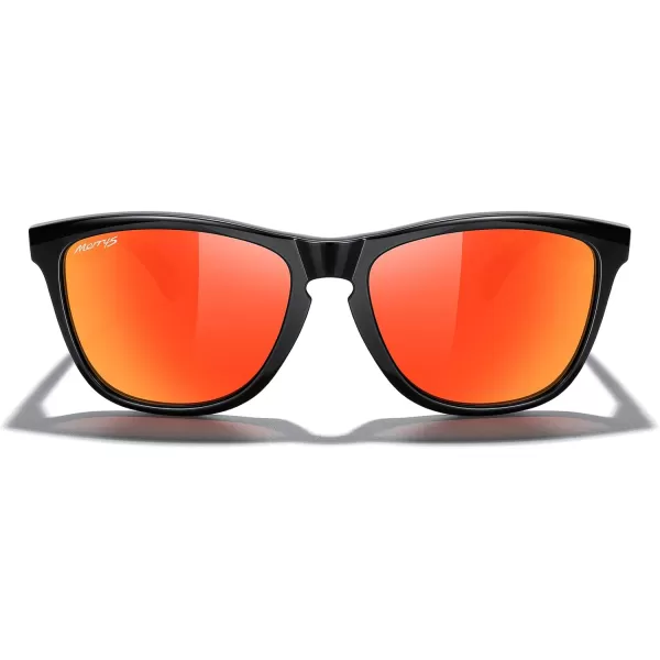 MERRYS Classic Square Polarized Sunglasses For Men Women Fashion Trend Sports Sunglasses S9013Black FrameRed Mirror Polarized Lens