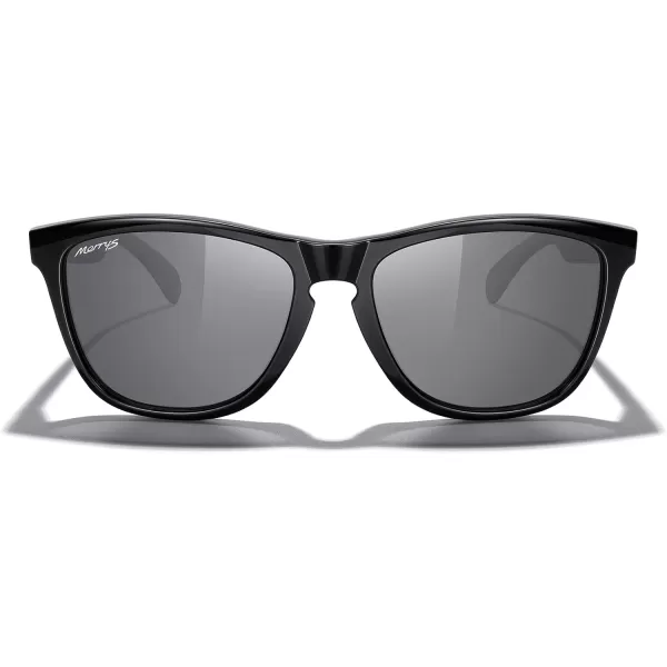MERRYS Classic Square Polarized Sunglasses For Men Women Fashion Trend Sports Sunglasses S9013Black FrameSilver Mirror Polarized Lens