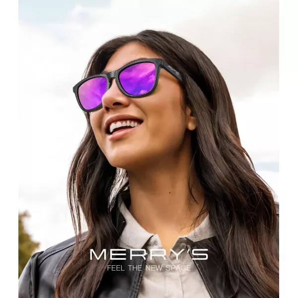 MERRYS Classic Square Polarized Sunglasses For Men Women Fashion Trend Sports Sunglasses S9013Limited Black FramePurple Mirror Polarized Lens