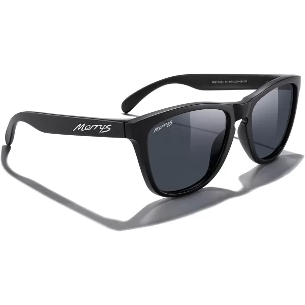 MERRYS Classic Square Polarized Sunglasses For Men Women Fashion Trend Sports Sunglasses S9013Matte Black FrameBlack Polarized Lens