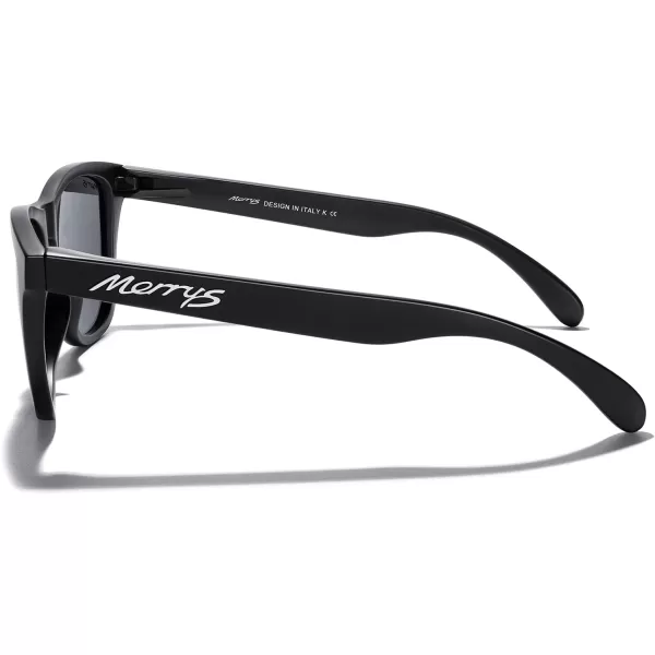 MERRYS Classic Square Polarized Sunglasses For Men Women Fashion Trend Sports Sunglasses S9013Matte Black FrameBlack Polarized Lens
