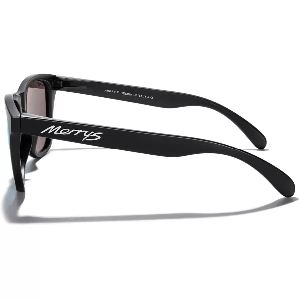 MERRYS Classic Square Polarized Sunglasses For Men Women Fashion Trend Sports Sunglasses S9013Matte Black FrameBlue Mirror Polarized Lens