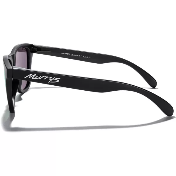 MERRYS Classic Square Polarized Sunglasses For Men Women Fashion Trend Sports Sunglasses S9013Matte Black FrameGreen Mirror Polarized Lens