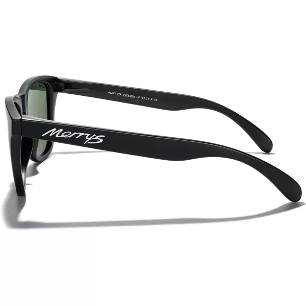 MERRYS Classic Square Polarized Sunglasses For Men Women Fashion Trend Sports Sunglasses S9013Matte Black FrameGreen Polarized Lens