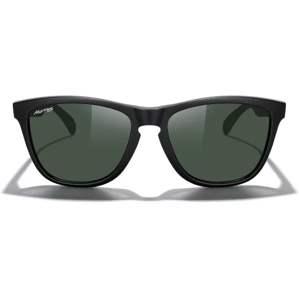 MERRYS Classic Square Polarized Sunglasses For Men Women Fashion Trend Sports Sunglasses S9013Matte Black FrameGreen Polarized Lens