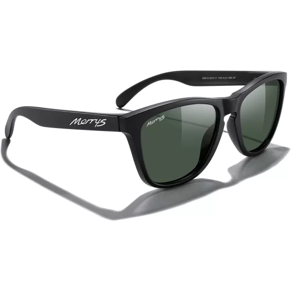 MERRYS Classic Square Polarized Sunglasses For Men Women Fashion Trend Sports Sunglasses S9013Matte Black FrameGreen Polarized Lens
