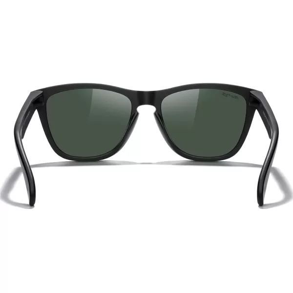 MERRYS Classic Square Polarized Sunglasses For Men Women Fashion Trend Sports Sunglasses S9013Matte Black FrameGreen Polarized Lens