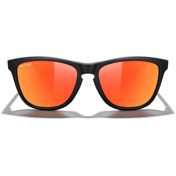 MERRYS Classic Square Polarized Sunglasses For Men Women Fashion Trend Sports Sunglasses S9013Matte Black FrameRed Mirror Polarized Lens