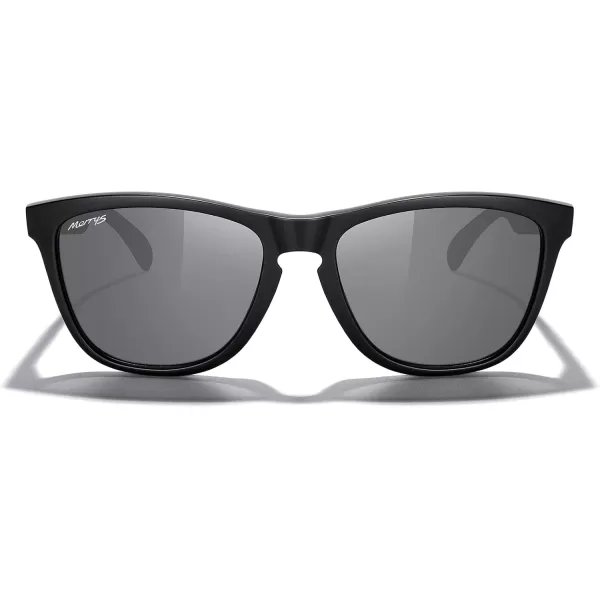 MERRYS Classic Square Polarized Sunglasses For Men Women Fashion Trend Sports Sunglasses S9013Matte Black FrameSilver Mirror Polarized Lens