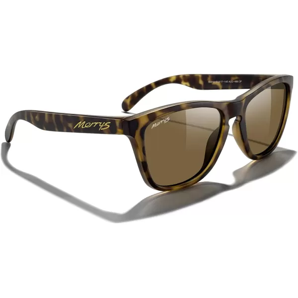 MERRYS Classic Square Polarized Sunglasses For Men Women Fashion Trend Sports Sunglasses S9013Matte Leopard FrameBrown Polarized Lens