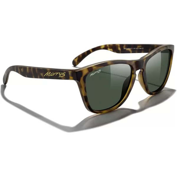 MERRYS Classic Square Polarized Sunglasses For Men Women Fashion Trend Sports Sunglasses S9013Matte Leopard FrameGreen Polarized Lens