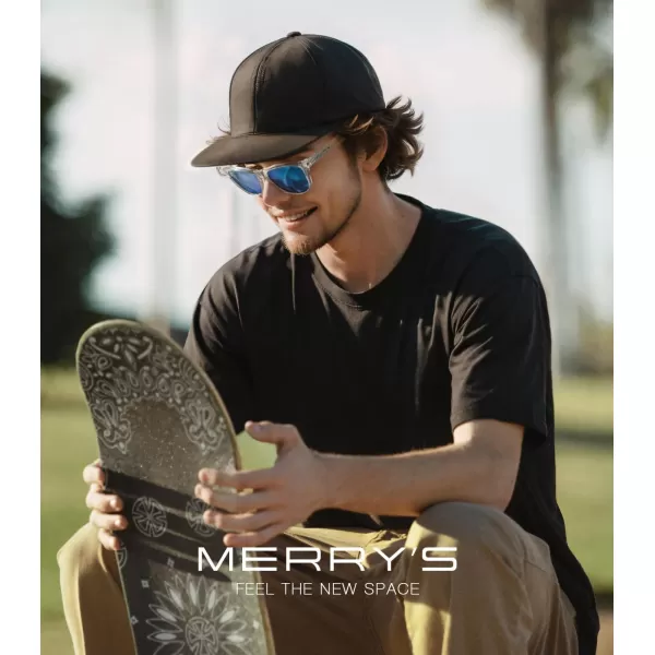 MERRYS Classic Square Polarized Sunglasses For Men Women Fashion Trend Sports Sunglasses S9013Transparent FrameBlue Mirror Polarized Lens