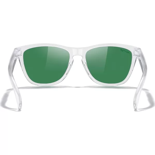 MERRYS Classic Square Polarized Sunglasses For Men Women Fashion Trend Sports Sunglasses S9013Transparent FramePurple Mirror Polarized Lens