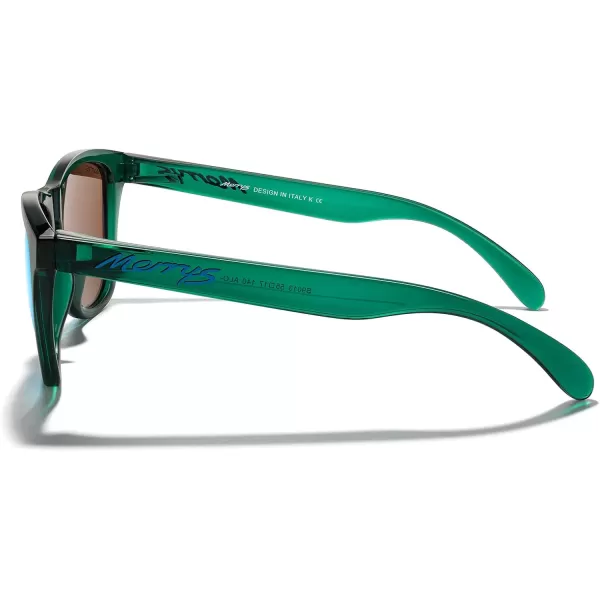 MERRYS Classic Square Polarized Sunglasses For Men Women Fashion Trend Sports Sunglasses S9013Transparent Green FrameBlue Mirror Polarized Lens