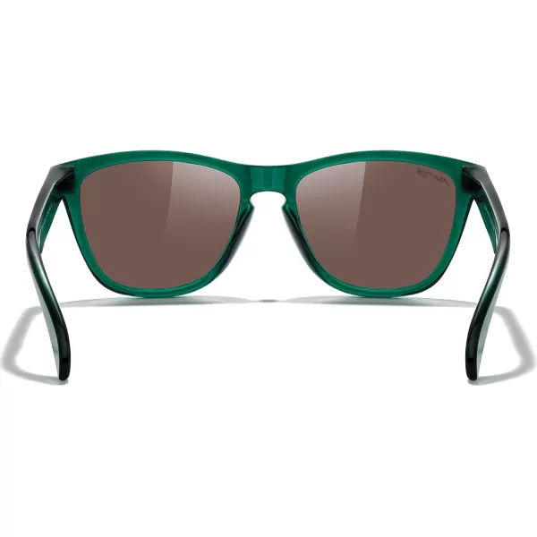MERRYS Classic Square Polarized Sunglasses For Men Women Fashion Trend Sports Sunglasses S9013Transparent Green FrameBlue Mirror Polarized Lens