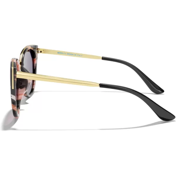 MERRYS Girls Cat Eye Sunglasses for kids Children Polarized Sunglasses S7001Pattern FrameGold MetalPink Mirror Lens