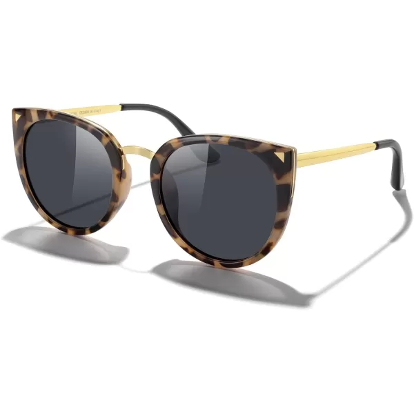 MERRYS Girls Cat Eye Sunglasses for kids Children Polarized Sunglasses S7001Tortoise FrameGold MetalBlack Lens