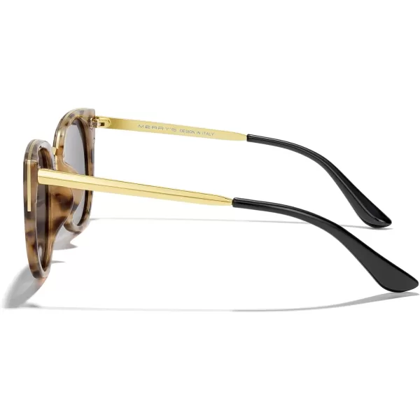 MERRYS Girls Cat Eye Sunglasses for kids Children Polarized Sunglasses S7001Tortoise FrameGold MetalBlack Lens