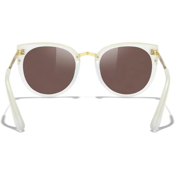 MERRYS Girls Cat Eye Sunglasses for kids Children Polarized Sunglasses S7001Tra Blue FrameGold MetalBlue Mirror Lens