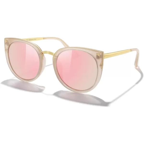 MERRYS Girls Cat Eye Sunglasses for kids Children Polarized Sunglasses S7001Tra Pink FrameGold MetalPink Mirror Lens