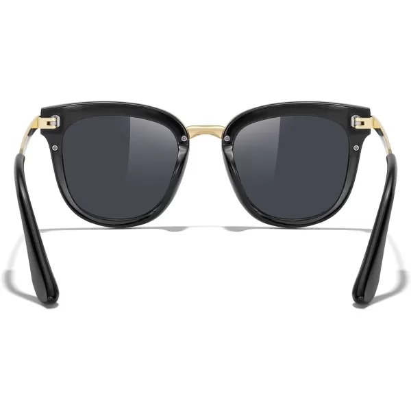 MERRYS Girls Cat Eye Sunglasses for kids Children Polarized Sunglasses S7001Zblack FrameGold MetalBlack Lens