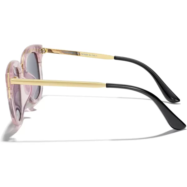 MERRYS Girls Cat Eye Sunglasses for kids Children Polarized Sunglasses S7001Zpattern FrameGold MetalPurple Mirror Lens