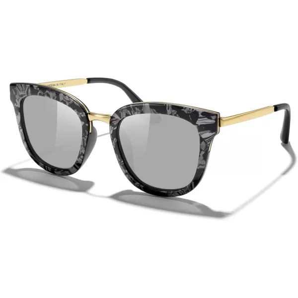 MERRYS Girls Cat Eye Sunglasses for kids Children Polarized Sunglasses S7001Zpattern FrameGold MetalSilver Mirror Lens