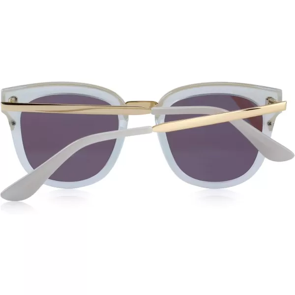MERRYS Girls Cat Eye Sunglasses for kids Children Polarized Sunglasses S7001Ztra Blue FrameGold MetalBlue Mirror Lens