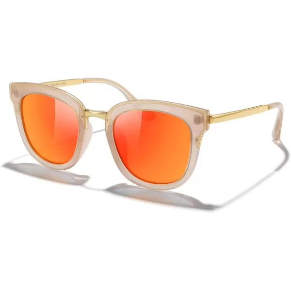 MERRYS Girls Cat Eye Sunglasses for kids Children Polarized Sunglasses S7001Ztra Pink FrameGold MetalRed Mirror Lens