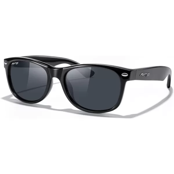 MERRYS Polarized Unisex Shades Sunglasses for Men and Women Vintage Polarized Sun Glasses Mirror LensBlack FrameBlack Lens