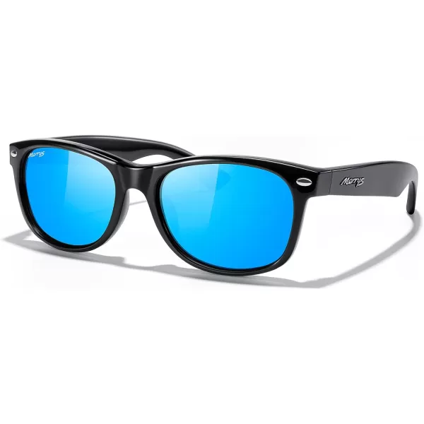 MERRYS Polarized Unisex Shades Sunglasses for Men and Women Vintage Polarized Sun Glasses Mirror LensBlack FrameBlue Mirror Lens