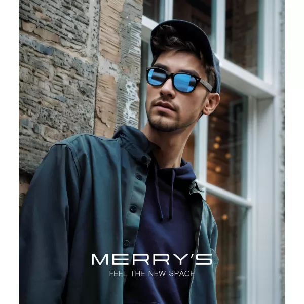MERRYS Polarized Unisex Shades Sunglasses for Men and Women Vintage Polarized Sun Glasses Mirror LensBlack FrameBlue Mirror Lens