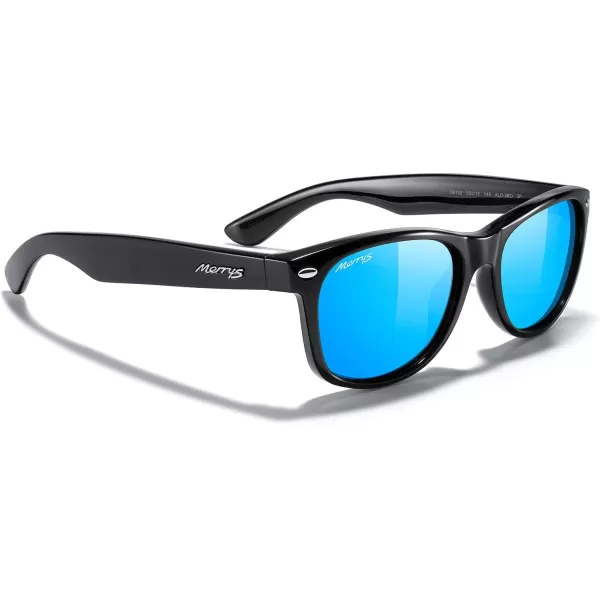 MERRYS Polarized Unisex Shades Sunglasses for Men and Women Vintage Polarized Sun Glasses Mirror LensBlack FrameBlue Mirror Lens