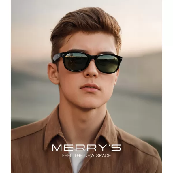 MERRYS Polarized Unisex Shades Sunglasses for Men and Women Vintage Polarized Sun Glasses Mirror LensBlack FrameG15 Lens