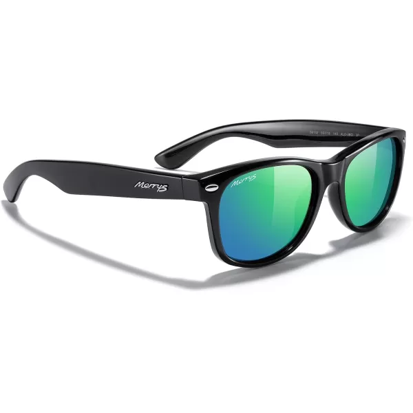 MERRYS Polarized Unisex Shades Sunglasses for Men and Women Vintage Polarized Sun Glasses Mirror LensBlack FrameGreen Mirror Lens