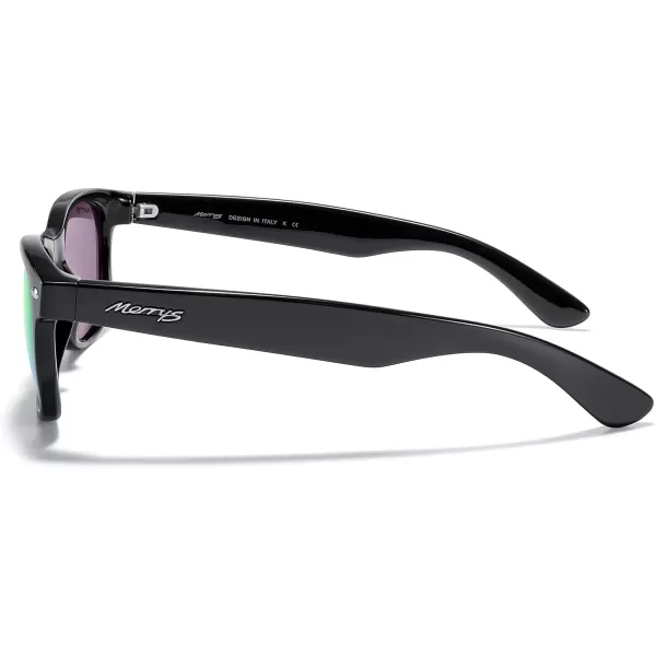 MERRYS Polarized Unisex Shades Sunglasses for Men and Women Vintage Polarized Sun Glasses Mirror LensBlack FrameGreen Mirror Lens