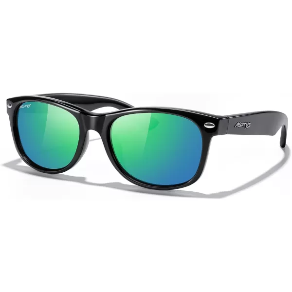 MERRYS Polarized Unisex Shades Sunglasses for Men and Women Vintage Polarized Sun Glasses Mirror LensBlack FrameGreen Mirror Lens