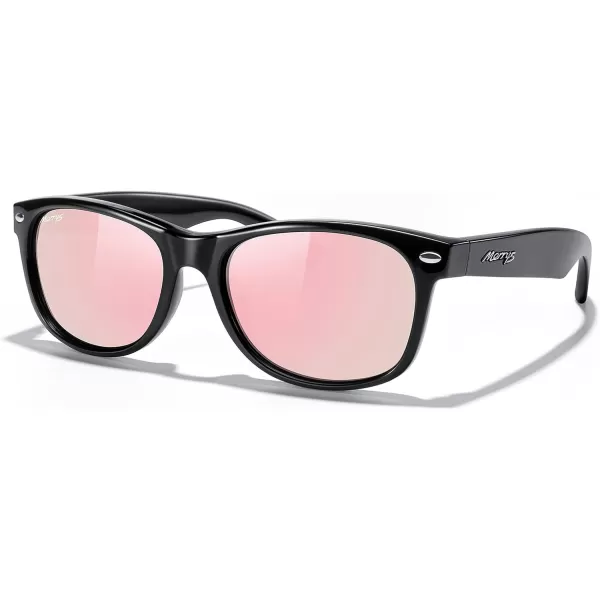 MERRYS Polarized Unisex Shades Sunglasses for Men and Women Vintage Polarized Sun Glasses Mirror LensBlack FramePink Mirror Lens