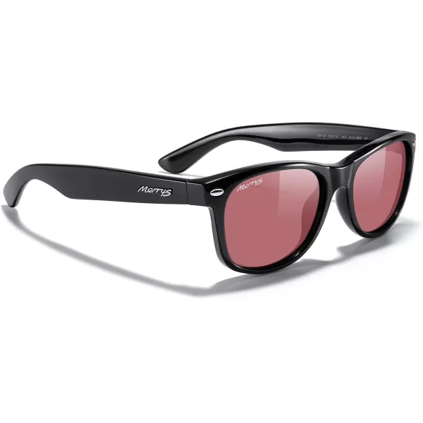 MERRYS Polarized Unisex Shades Sunglasses for Men and Women Vintage Polarized Sun Glasses Mirror LensBlack FrameRed Lens