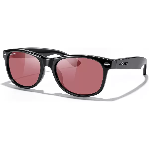 MERRYS Polarized Unisex Shades Sunglasses for Men and Women Vintage Polarized Sun Glasses Mirror LensBlack FrameRed Lens