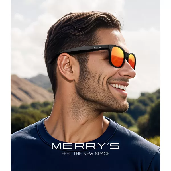MERRYS Polarized Unisex Shades Sunglasses for Men and Women Vintage Polarized Sun Glasses Mirror LensBlack FrameRed Mirror Lens