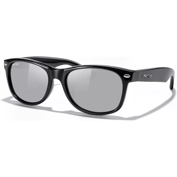 MERRYS Polarized Unisex Shades Sunglasses for Men and Women Vintage Polarized Sun Glasses Mirror LensBlack FrameSilver Mirror Lens