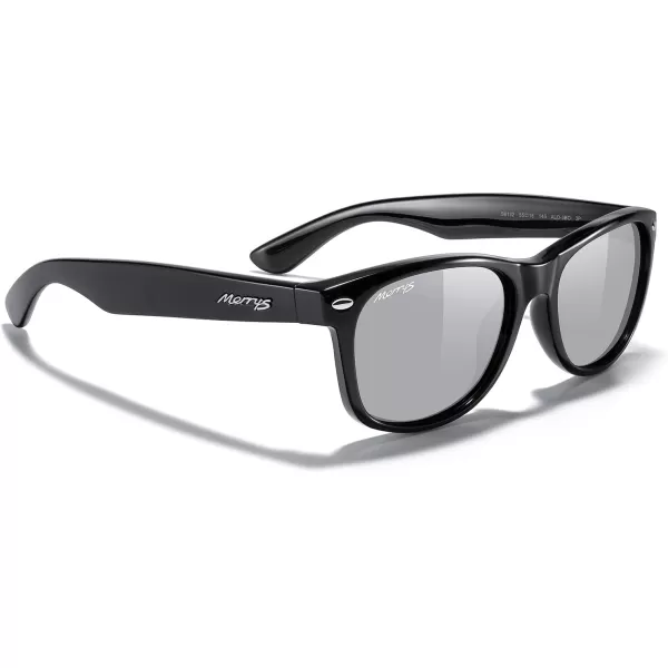 MERRYS Polarized Unisex Shades Sunglasses for Men and Women Vintage Polarized Sun Glasses Mirror LensBlack FrameSilver Mirror Lens
