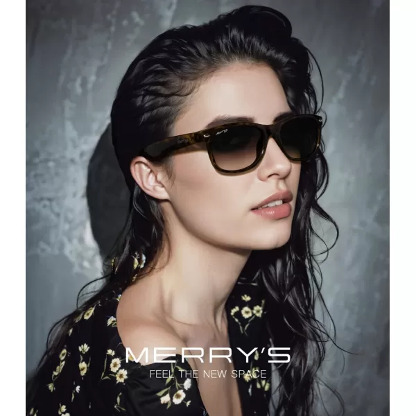 MERRYS Polarized Unisex Shades Sunglasses for Men and Women Vintage Polarized Sun Glasses Mirror LensLeopard FrameBrown Gradient Lens