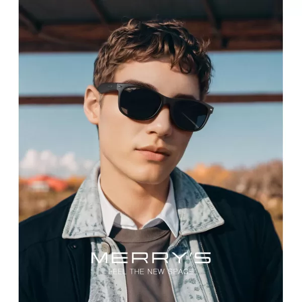 MERRYS Polarized Unisex Shades Sunglasses for Men and Women Vintage Polarized Sun Glasses Mirror LensMatte Black FrameBlack Lens