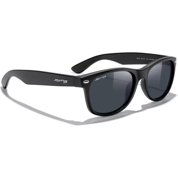 MERRYS Polarized Unisex Shades Sunglasses for Men and Women Vintage Polarized Sun Glasses Mirror LensMatte Black FrameBlack Lens
