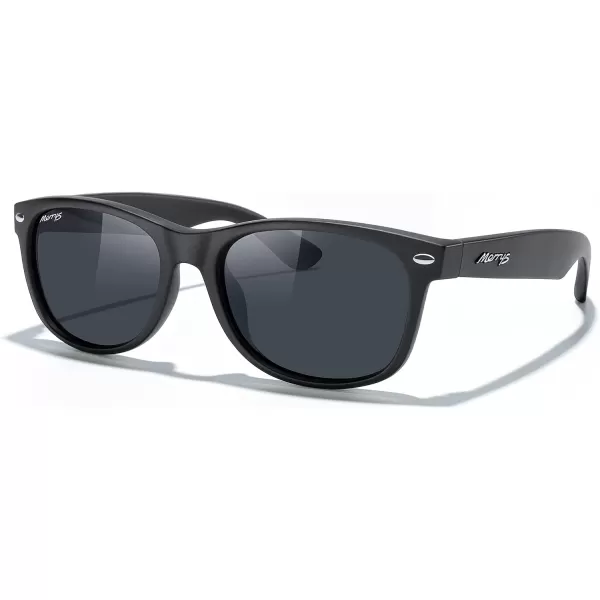 MERRYS Polarized Unisex Shades Sunglasses for Men and Women Vintage Polarized Sun Glasses Mirror LensMatte Black FrameBlack Lens