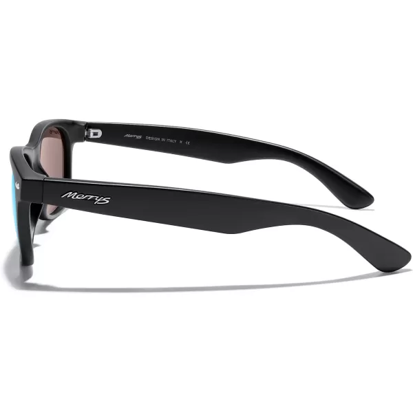 MERRYS Polarized Unisex Shades Sunglasses for Men and Women Vintage Polarized Sun Glasses Mirror LensMatte Black FrameBlue Mirror Lens