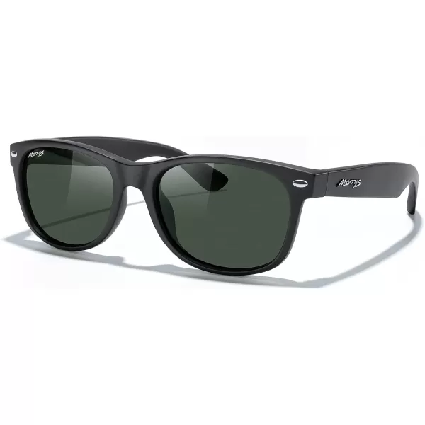 MERRYS Polarized Unisex Shades Sunglasses for Men and Women Vintage Polarized Sun Glasses Mirror LensMatte Black FrameG15 Lens