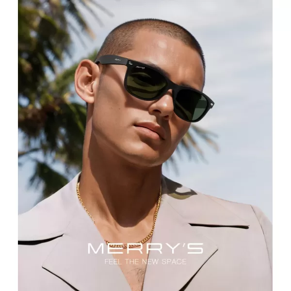 MERRYS Polarized Unisex Shades Sunglasses for Men and Women Vintage Polarized Sun Glasses Mirror LensMatte Black FrameG15 Lens